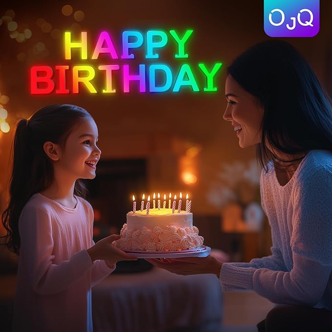 OJQ Light Up Letters LED Letter - Marquee Letters Music Sync Color Change Colorful - Christmas Birthday Gifts for Girl - Pink Birthday Decorations Girls Room Decor Pink Wall Decor