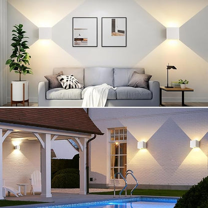 4-Pack 20W LED Outdoor Wall Lights Exterior/Interior,3 Colors Adjustable Wall Sconce,Modern Square Aluminum Wall Light,Up and Down Outdoor Lighting Fixtures,IP65 Waterproof Porch Light, ETL Listed