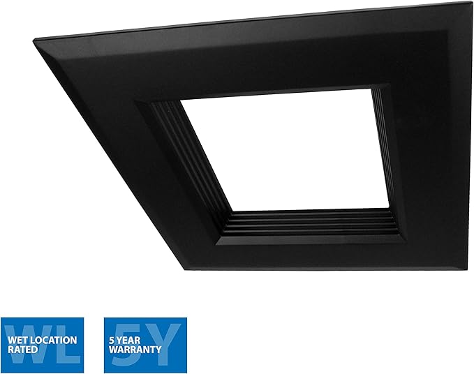 NICOR Lighting 6 inch Black Square LED Recessed Downlight in 3000K (DQR6-10-120-3K-BK-BF)