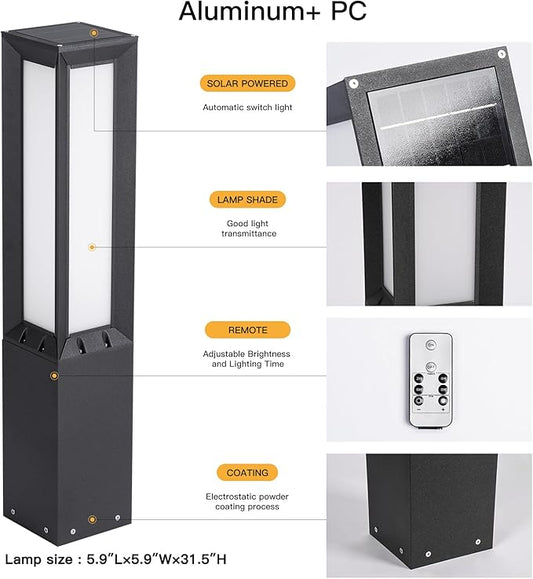 MVBT Solar Pathway Lights Outdoor, 31.5" Landscape Path Lights, IP65 Waterproof Bollard Light Outdoor, 3000K Solar Lamp Path Light, Modern Commercial Pathway Lighting for Walkway Driveway Garden Patio