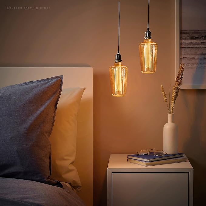 ESCENA Craftsmanship Series LED Decorative Light Bulb, Wine Bottle Style Vintage Edison Bulb Dimmable 3.5W, E26, Unique Virtual Filament Vintage Light Bulbs, Amber Glass, 2000K Soft Warm, UL Listed