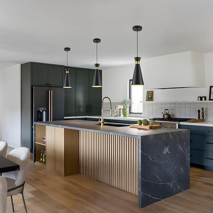 2026 New Black Gold Pendant Lights Kitchen Island Lights for Kitchen, 5.9"W Small Modern Island Lighting Fixtures 1-Light Single Farmhouse Adjustable Hanging Pendant Light Fixtures for Bar Sink, 13“H