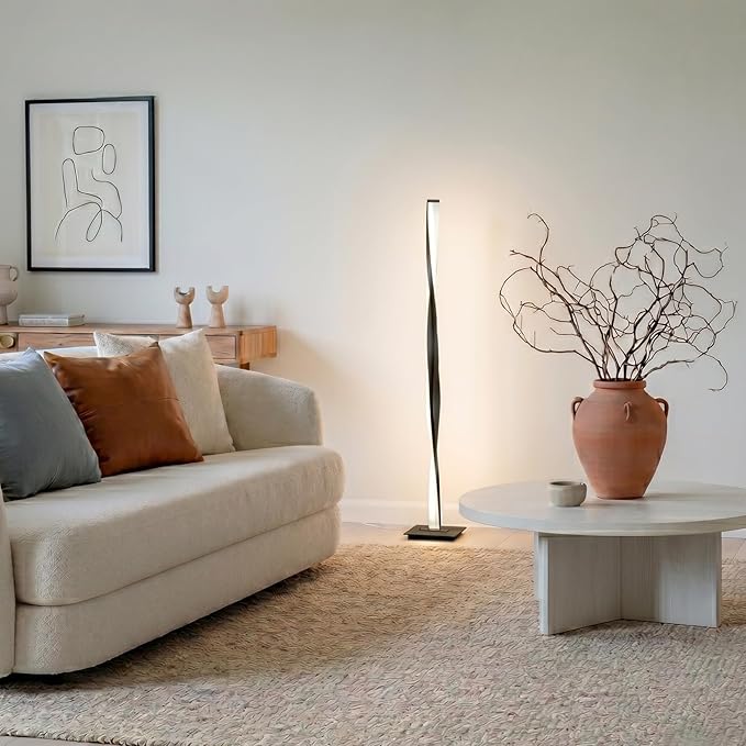 Brightech Helix LED Floor lamp, Bright Floor Lamp for Living Rooms & Bedrooms, 48" Tall Pole Lamp, Dimmable Standing Lamp - Black