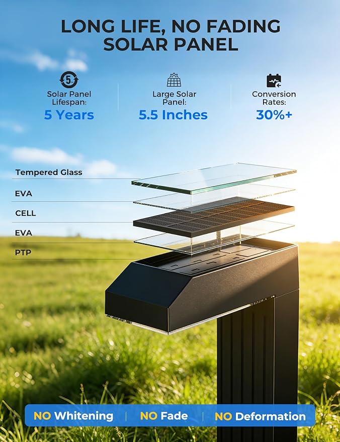 Vosaro Solar Pathway Lights Outdoor, 6 Pack 3-in-1 Solar Walkway Lights with 3000K/4500K/6000K, Tempered Glass Panel & IP65 Waterproof, Auto On/Off Landscape Lighting for Path Step Yard Driveway