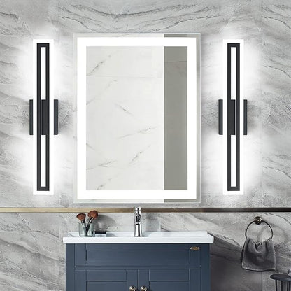 SOLFART 24 Inch Vanity Lights Bathroom Lights Over Mirror Bathroom Light Fixtures Black Led Modern Light Fixture 6000K