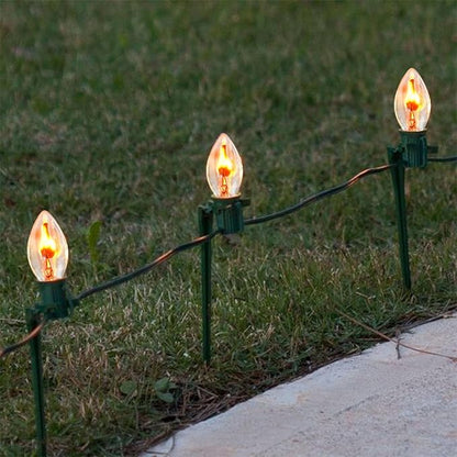 C7 Christmas Flicker Flame String Lights, 25Ft C7 Outdoor Christmas Decorations String Lights with Clear Flicker Flame Bulbs, Hanging Patio Lights for Christmas Halloween Party Garden Porch-Black