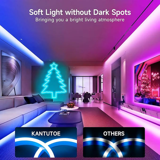 KANTUTOE LED Neon Rope Lights, 13.1ft RGB LED Light Strip, 24V Music Sync App/Remote Control DIY Rope Light, IP67 Waterproof Gaming Neon Strip Lights for Bedroom Indoor Oudoor Décor