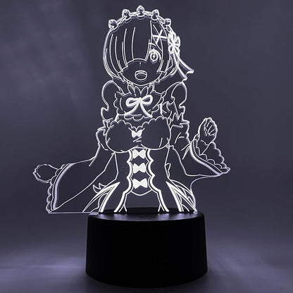 Otaku Lamps Rem - Re:Zero (Starting Life in Another World) – Anime Night Light, 16 Color RGB LED – Gift for Otaku