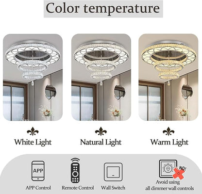 Flashing God W40 Crystal Chandelier for Living Room Modern Flush Mount Chandelier Large Chandelier for Foyer Dining Room Hallway Dimmable 2700k 4500k 6000k