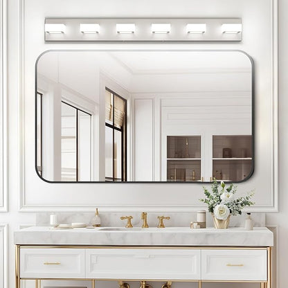 Ralbay Brushed Nickel Bathroom Vanity Light Metal Acrylic Modern LED Bathroom Lighting Over Mirror (White Light 6000K)