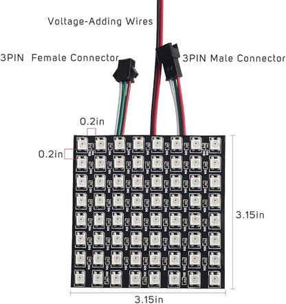 BTF-LIGHTING WS2812B ECO RGB Alloy Wires 5050SMD Individual Addressable 8X8 256 Pixels LED Matrix Panel Flexible FPCB Full Color Works with WLED,SP802E,etc Controllers Image Video Text Display DC5V