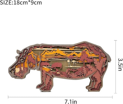 3D Wooden Animal Carving LED Night Light, Wood Carving Light, Modern Home Decoration, Decorative Tables, Cabinets, Living Rooms, Bedrooms, Offices, Farmhouses, Bookshelves, Perfect Holiday Gifts