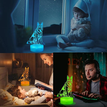 German Shepherd Dog Night Light, 16 Colors Changing, Remote Control with Timer, RGB Flashing Mode and Dimmable, Dog Lamp for Christmas Birthday Decor