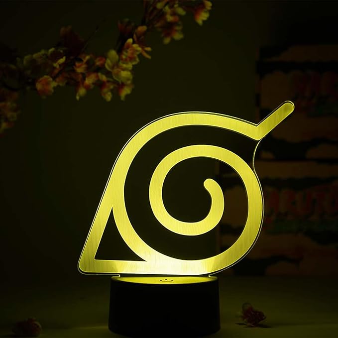 Otaku Lamps Konoha Leaf Naruto – Anime Night Light, 16 Color RGB LED – Gift for Otaku