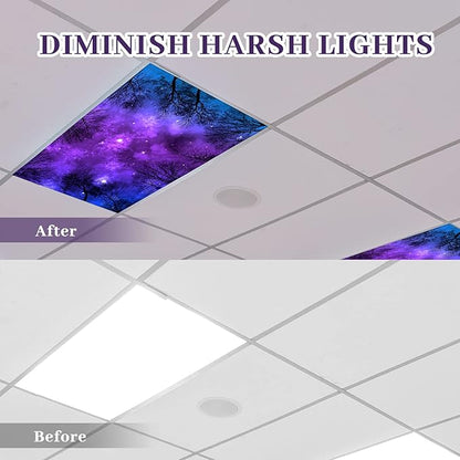 Patelai 8 Pack Fluorescent Light Covers for Classroom Ceiling 4 x 2 Feet Magnetic Light Covers Filter for Office School Drop Ceiling Supplies(Galaxy Style)