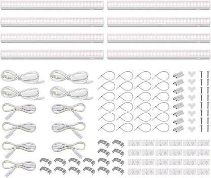 Barrina T5 Grow Lights, Full Spectrum Sunlight for Indoor Plants, 1ft Plant Light for Indoor Growing, LED Grow Light Bulbs, T5 Grow Light Strip, Plug and Play, Pinkish White, 8-Pack