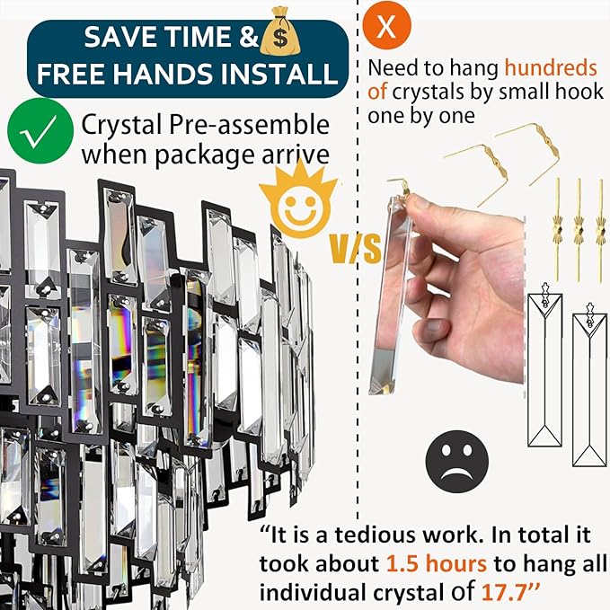 Modern Crystal Chandelier Lighting for Dining Rooms Kids Bedroom Foyer Entryway Ceiling Hanging Pendant Light Fixture Small Geometric Raindrop Lamp