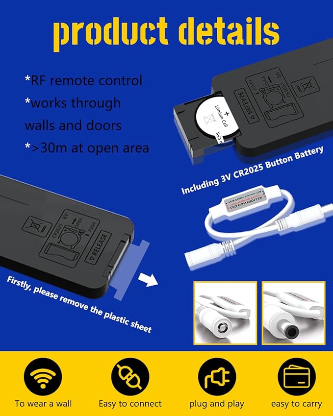 DUOFU365 LED Remote Controller, DC 5-24V Mini Wireless Remote Controller for Single Color LED Strip Lights Switch Dimmer Control with Flashing Strobe Light Features, Time Fuction