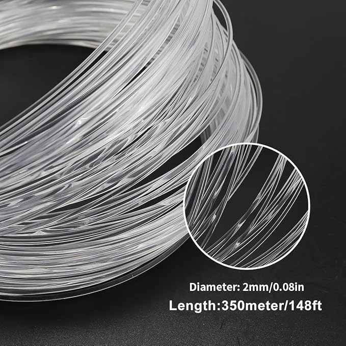AZIMOM PMMA 0.08in(2mm) 1148ft(350Meter) Plastic End Glow Fiber Optic Roll Cable for Fiber Optic Starlight Kits Project Twinkle Star Sky Ceiling Headliner Decor