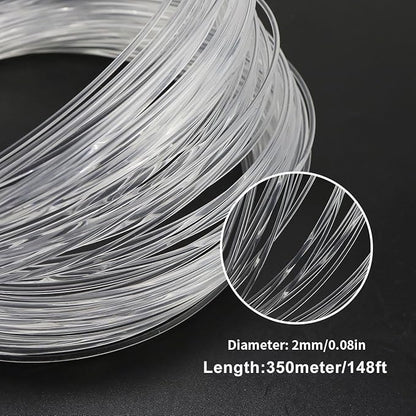 AZIMOM PMMA 0.08in(2mm) 1148ft(350Meter) Plastic End Glow Fiber Optic Roll Cable for Fiber Optic Starlight Kits Project Twinkle Star Sky Ceiling Headliner Decor