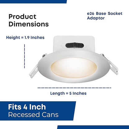 Feit Electric 4" LED Canless Recessed Downlights with Integrated Jbox, 50W Equivalent, Dimmable, 5CCT Selectable White, 90 CRI, 650 Lumens, 50,000-Hour Lifetime, LEDR4JBX/6WYCA/4, 4 Pack