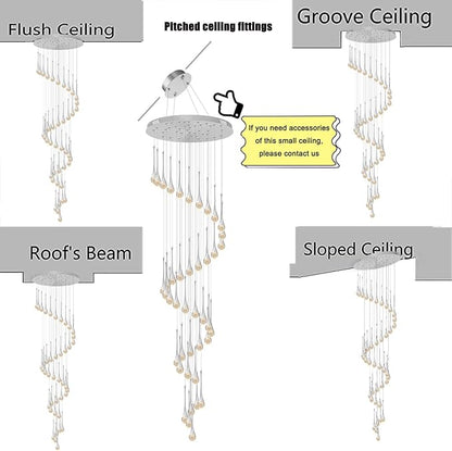 ykolupty 197inches Large Chandeliers for High Ceilings Silver Chandeliers for Entryway High Ceiling Pendant Lights Crystal Drop Light for Living Room Foyer Hallway Staircase