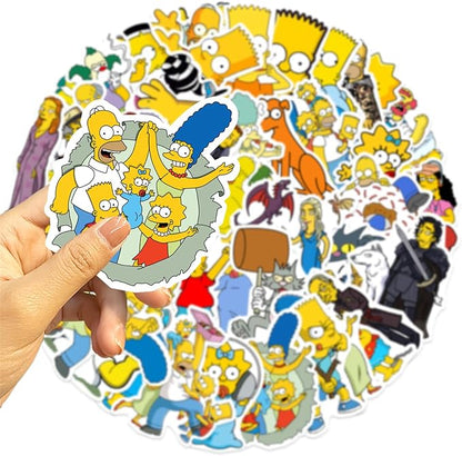 50pcs Cartoon Anime The Simpsons Stickers for Teens Adult, Waterproof Vinyl Cartoon Movie Decal for Water Bottle Skateboard Guitar Travel Case Bike Laptop,Car Bumper,Luggage,Phone (simps)