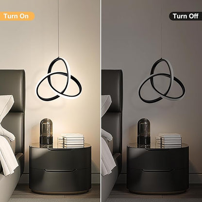 MAYNA Modern Spiral Led Chandelier, 4000K Pendant Light Kitchen Island, 18W Adjustable Height Island Light Fixture for Kitchen Bedroom Kitchen Island Cafe, 3 Pack (Black)