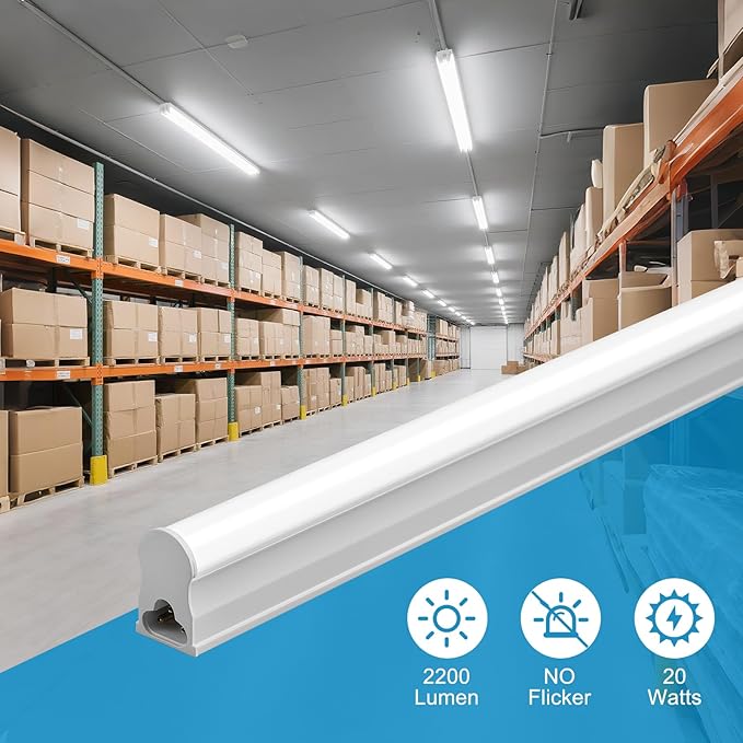 4FT LED Shop Lights, 2200LM 6500K Super Bright LED light Bar, 20W Linkable Shop Lights, Garage Light Ceiling and Under Cabinet Light Strips for Workshop, Basement with ON/OFF Switch, 20 Pack