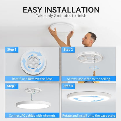 WKONCLDY 12Pack 3200lm LED Flush Mount Ceiling Light, Super Slim 12 inch Ceiling Light, 5000K LED Light for Bedroom, Living Room, Dining Room, Garage, Office, Warehouse