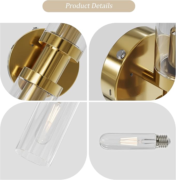 Rayogale Battery Operated Wall Sconces Set of 2, Rechargeable Wireless Wall Lights Remote Control, 10000mAh Not Hardwired Timer Dimmable Wall Lamps for Living Room Bedroom Entryway Gold 16.5 Inch