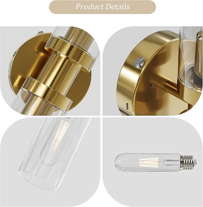 Rayogale Battery Operated Wall Sconces Set of 2, Rechargeable Wireless Wall Lights Remote Control, 10000mAh Not Hardwired Timer Dimmable Wall Lamps for Living Room Bedroom Entryway Gold 16.5 Inch