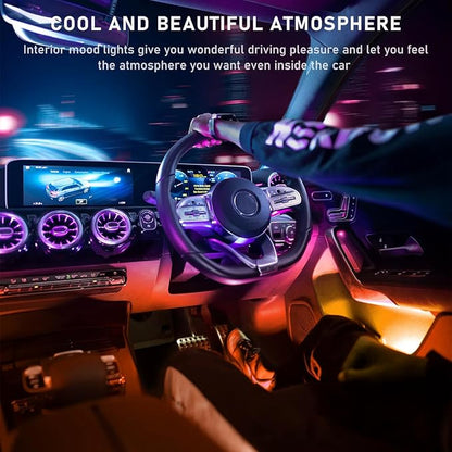 Ohleats Car LED Strip Light, 48 LED RGB Auto Interior Atmosphere Lights, Cigarette Lighter Under Dash Ambient Night Light, Interior Lamp Lighting Kit (Orange, USB)