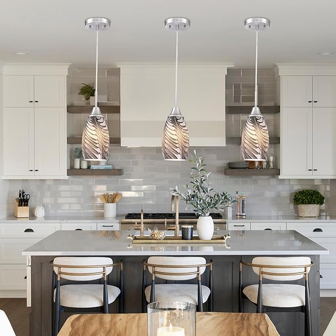 Viinew 1-Pack Mini Glass Pendant Light 4.72" with Handblown Black Gray Marble Art Glass Hanging Light Oval Ceiling Hanging Light Fixture for Dining Room Kitchen Island Cafe Foyer Hallway