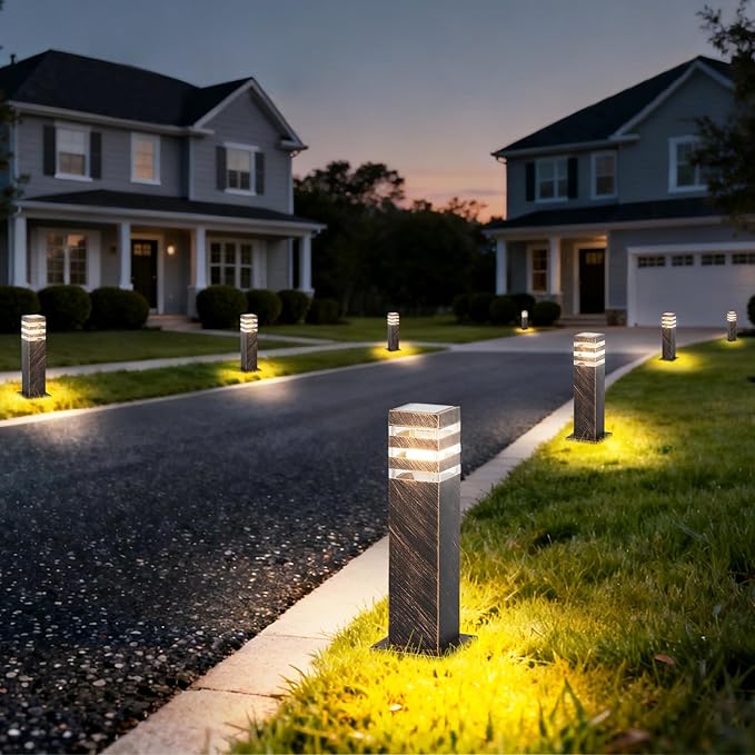 SLAWA 15In Pathway Lights Bronze E26 Outdoor Landscape Path Lights Die-Casted Aluminum Walkway Lights Modern Landscape Sideway Lighting IP65 Waterproof Patio Porch Exterior Floor Lamp with Bulbs