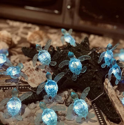 Nautical Solar Lights for Outside Sea Turtle Outdoor Garden Decor 14ft 40LED Marine Solar Fairy Garden Light Waterproof Beach House Solar Landscape String Lights 14ft 40LED Patio Yard Summer Decor