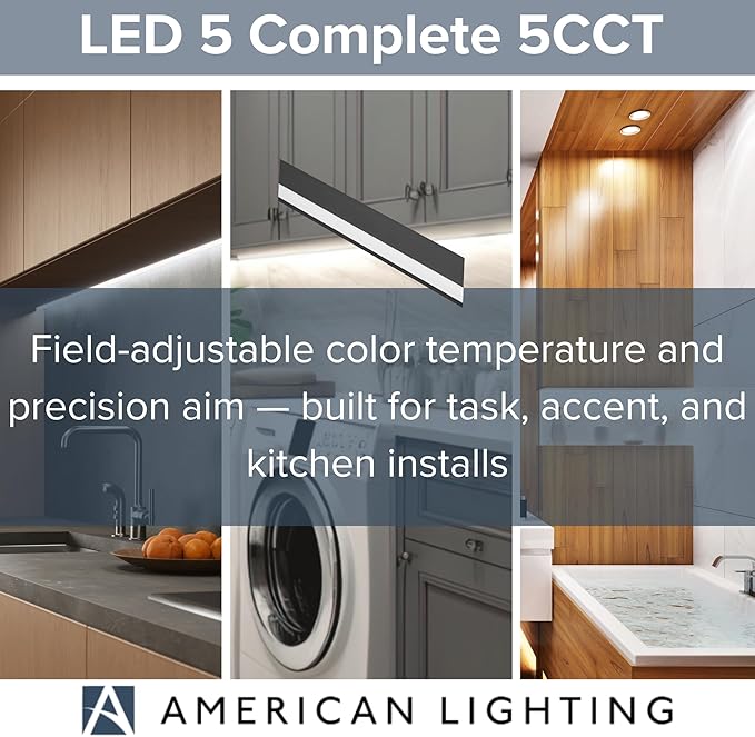 American Lighting LED Courant Plus Undercabinet Light 40 Inch 5CCT 90+ CRI 2000 Lumens with USB-A USB-C and 20A Receptacles Black Finish – Title 24 Compliant