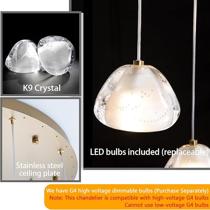 Modern Crystal Chandelier for Hallway Gold LED Ceiling Lighting for Staircase Light Fixture for Living Room Foyer Entryway