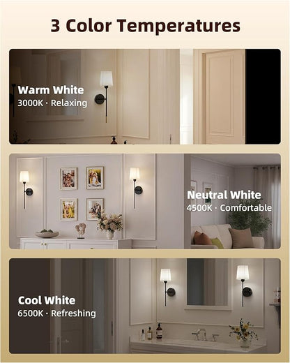 Rechargeable Wall Lights Set of 2, 7500mAh, RGB, Battery Operated Wall Sconces with Remote, Dimmable, Magnetic Bulbs, No-Wiring Installation, Wireless Wall Lamps for Bedroom, Living Room, Hallway