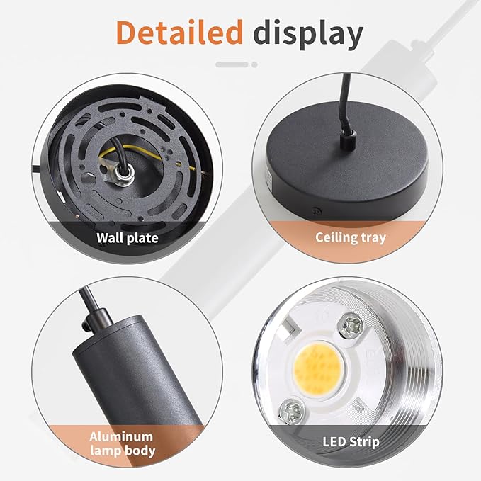 3 Pack Black Pendant Lights for Kitchen Island, Modern Minimalist Linear Hanging Light Fixtures, 3 Color 3000K/4500K/6500K, Ceiling Pendant Lighting for Dining Room, Bedroom, Hallway, Bedside