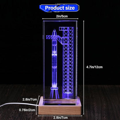 【Collector's Gifts】 SpaceX Starship Crystal Lamp, 3D Laser-Etched Rocket Night Light, Ultimate Gift for Space Enthusiasts, Sci-Fi Fans & Mars Dreamers (Regular)