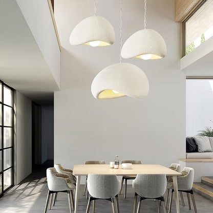 Wabi Sabi Pendant Lights,11.8in White Modern Pendant Light Resin Hanging Lamp Kitchen Island Lighting Modern Japandi Chandelier for Dining Room Bedroom Hallway Restaurant Foyer