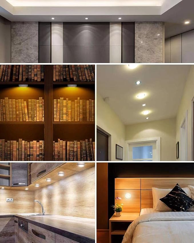 Puck Lights with Remote Control Battery Operated LED Push Lights Wireless, 13 Color RGB - for Closet, Bedroom Wall, Under Cabinet, Battery Powered ambient lighting. Convenient 3M Stick On, Black 6Pcs