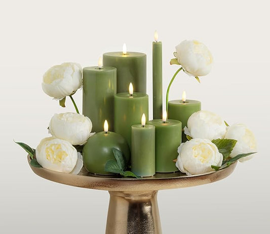 Abbott Collection Wax LED Flameless Pillar Candle - Green (3x5 H)