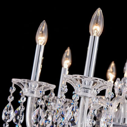 8-Light Crystal Candle Chandelier, Chrome Chandelier for Dining Room, Entryway & Living Room, Adjustable Height, E12 Base