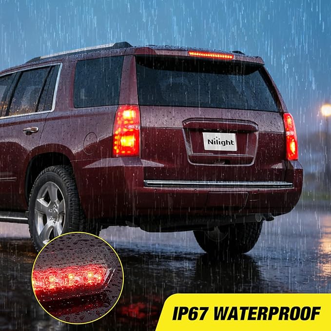 Nilight Third Brake Light Tail High Mount 3rd Stop Lights Smoked Lens Compatible with Chevy Tahoe and Chevy Suburban 2015 2016 2017 2018 2019 2020 Van SUV Rear Center Cab Lamp