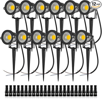 Low Voltage Landscape Lights 10W 12V Landscape Lighting with Connectors Warm White Waterproof Outdoor Spotlights for Trees Pathway Lawn Yard （12 Pack）