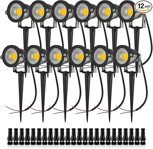 Low Voltage Landscape Lights 10W 12V Landscape Lighting with Connectors Warm White Waterproof Outdoor Spotlights for Trees Pathway Lawn Yard （12 Pack）