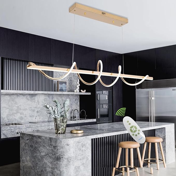 Led Pendant Light for Kitchen Island Lighting Dimmable 39.73" Twist Design Modern Led Chandelier 3000K-6500K