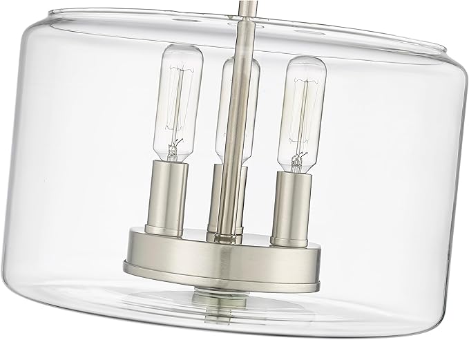 ML Lighting | Asheville Collection | 46923-BN | Metal 3-Light Semi-Flush in Brushed Nickel with Clear Glass Shade | for Compact Spaces Close to Ceiling | Modern Design with an Heirloom Quality